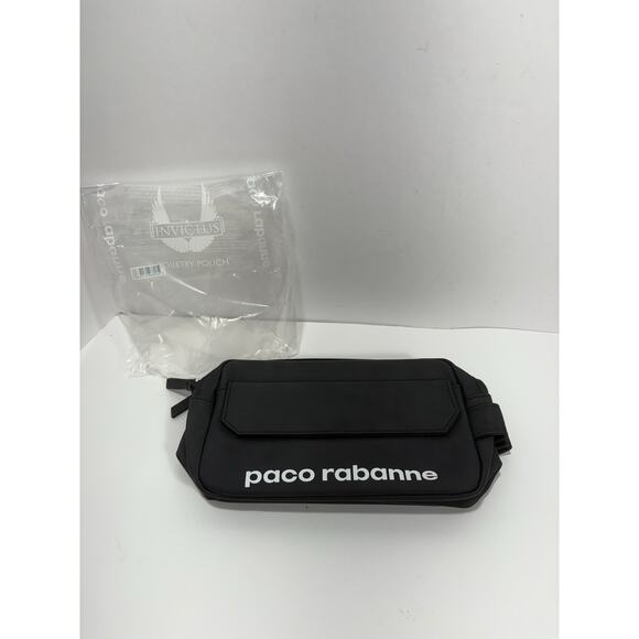 PACO RABANNE Men’s toiletry pouch travel bag Black Double Zip New - Picture 1 of 9